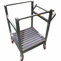 Canister transport trolley with rollers for easy load-unload