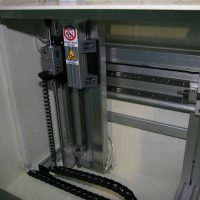 Semiautomatic wet bench for acid processes. Detailed view of two axis automatic arm.