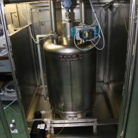 Detailed view on stainless steel 316L waste chemical revovery tank.
