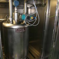 Detailed view on stainless steel 316L waste chemical revovery tank.
