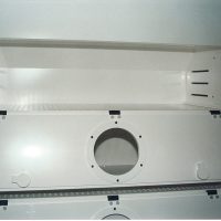 Detailed view on quartz boats storage. Laminar flow module with HEPA filter and temperature control