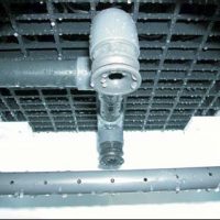 Detailed view on nebulized spray system installed inside scrubber column.